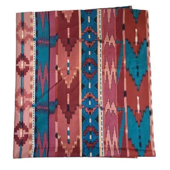 Southwest Stripe‎ Fabric Western Aztec Brown, Blue, Green Cotton 2 3/4 yards - Picture 3 of 3